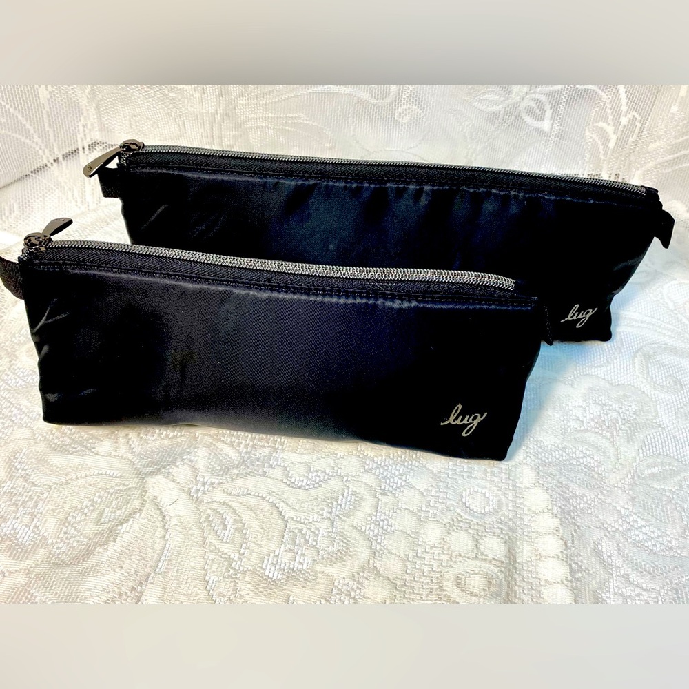 Lug Solid Black Bundle Of 2 Piece Schooner Pouch Set Travel Organization Bags